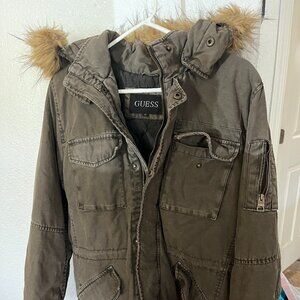 Guess Quilted Faux Fur Parka Jacket